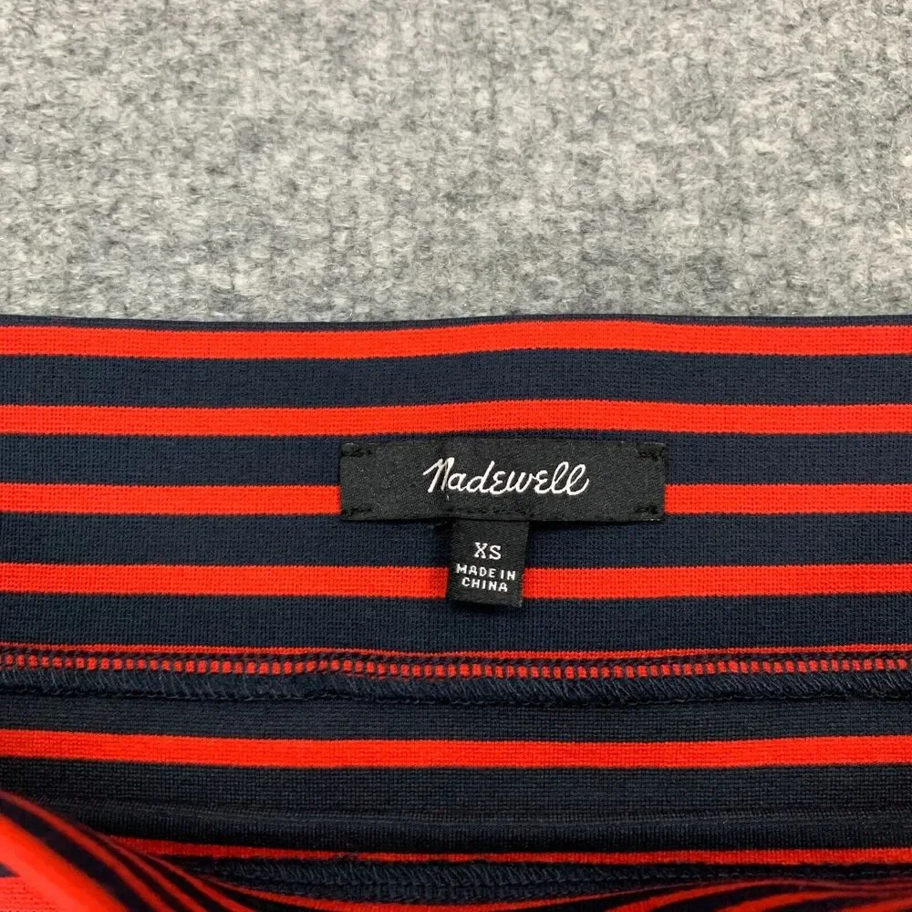 Madewell Downtown Ponte Knit City Sailor Skirt Women XS Red Navy Striped Pull On